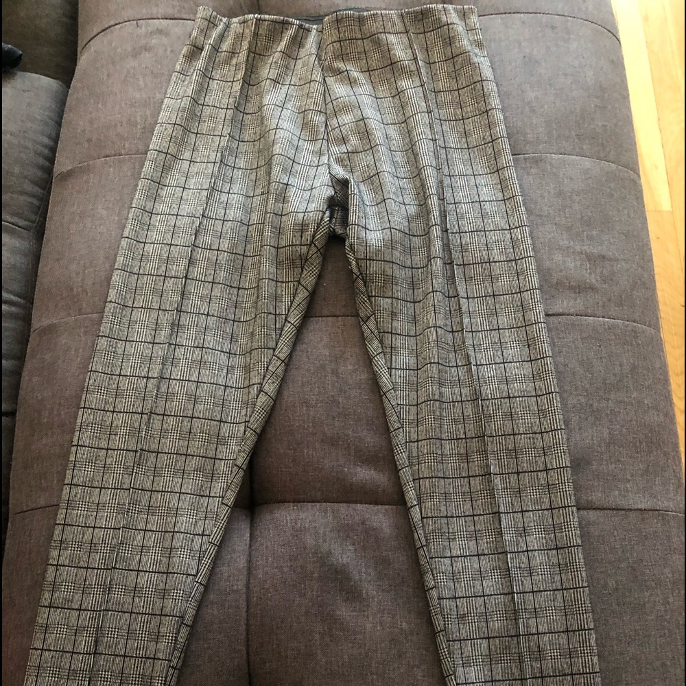 Maze Black/Gray Elastic Plaid Pants